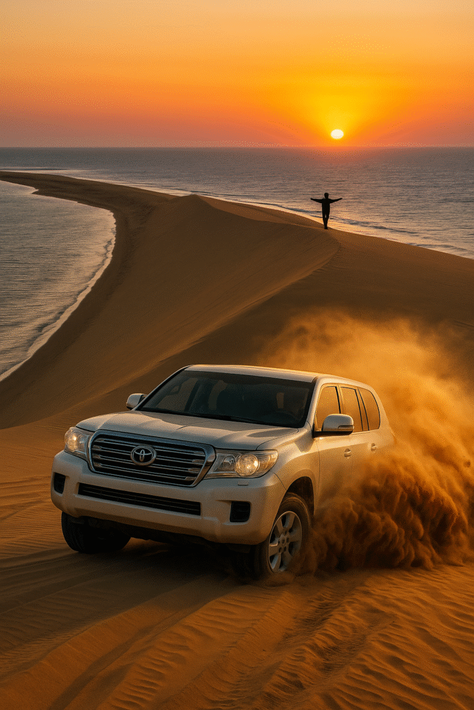 faire le Circuit touristique dakhla aux maroc EN 4X4 visiter la dune blanche, la source de IMLILI, la plage de PORTO RICO et manger au Restaurant TAHLA MAR
